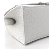 Small Hourglass Crocodile Top Handle White Bag
