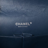 Caviar Quilted Jumbo Double Flap Navy Blue