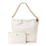 Shiny Calfskin Quilted Small Chanel 22 White