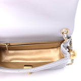 Lambskin Quilted CC Pearl Mini Rectangular Flap Grey