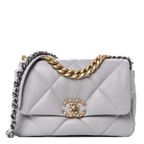 Lambskin Quilted Medium Chanel 19 Flap Light Grey