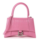 Small Hourglass Crocodile Top Handle Pink Bag