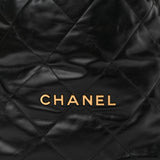 Shiny Calfskin Quilted Small Chanel 22 Black