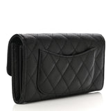 Caviar Quilted Large Gusset Flap Wallet Black