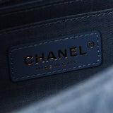 Denim Quilted CC Pearl Mini Rectangular Flap Blue