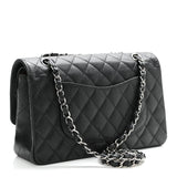 Caviar Quilted Medium Double Flap Black
