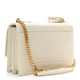 Calfskin Crocodile Embossed Medium Sunset Blanc Bag