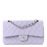 Caviar Quilted Medium Double Flap Light Purple