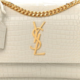 Calfskin Crocodile Embossed Medium Sunset Blanc Bag