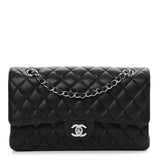 Caviar Quilted Medium Double Flap Black