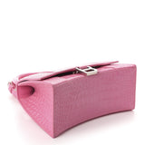 Small Hourglass Crocodile Top Handle Pink Bag