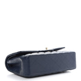 Caviar Quilted Medium Double Flap Navy