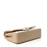 Caviar Quilted Medium Double Flap Beige