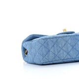 Denim Quilted CC Pearl Mini Rectangular Flap Blue