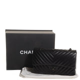 Lambskin Chevron Medium Double Flap So Black