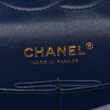 Caviar Quilted Medium Double Flap Navy