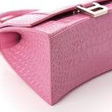 Small Hourglass Crocodile Top Handle Pink Bag