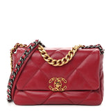 Lambskin Quilted Medium Chanel 19 Flap Red