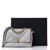 Lambskin Quilted Medium Chanel 19 Flap Light Grey