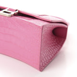 Small Hourglass Crocodile Top Handle Pink Bag