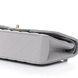 Caviar Quilted Medium Double Flap Light Grey