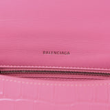 Small Hourglass Crocodile Top Handle Pink Bag
