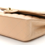 Caviar Quilted Medium Double Flap Beige