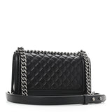 Lambskin Quilted Medium Boy Flap Black