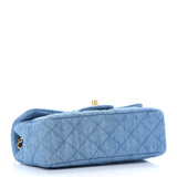 Denim Quilted CC Pearl Mini Rectangular Flap Blue