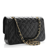 Caviar Quilted Medium Double Flap Black