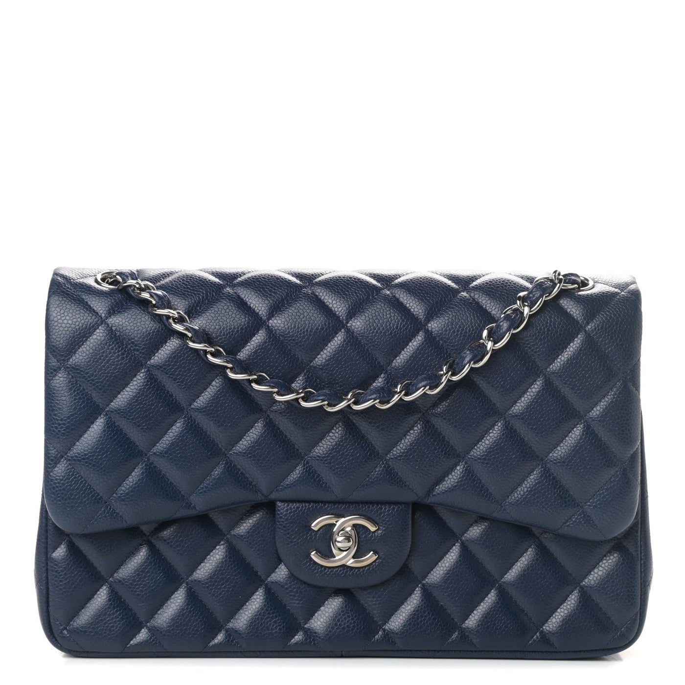 Caviar Quilted Jumbo Double Flap Navy Blue – Luxefectly
