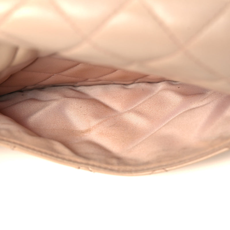 Lambskin Quilted Jumbo Chanel 3 Flap Beige