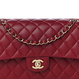 Lambskin Quilted Medium Double Flap Burgundy