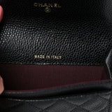 Caviar Quilted Flap Card Holder Wallet Black