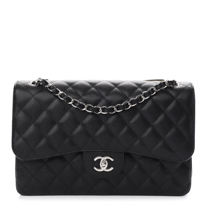 Caviar Quilted Jumbo Double Flap Black