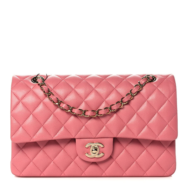 Caviar Quilted Medium Double Flap Pink