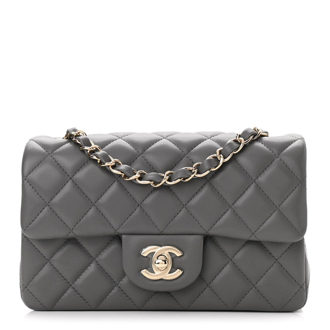 Lambskin Quilted Mini Rectangular Flap Dark Grey – Luxefectly