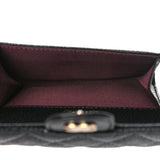 Caviar Quilted Flap Card Holder Wallet Black