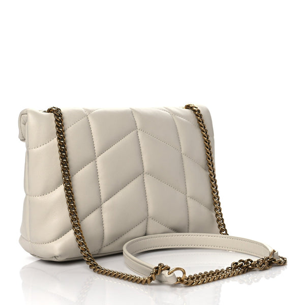 Lambskin Quilted Loulou Puffer Crema Soft Bag
