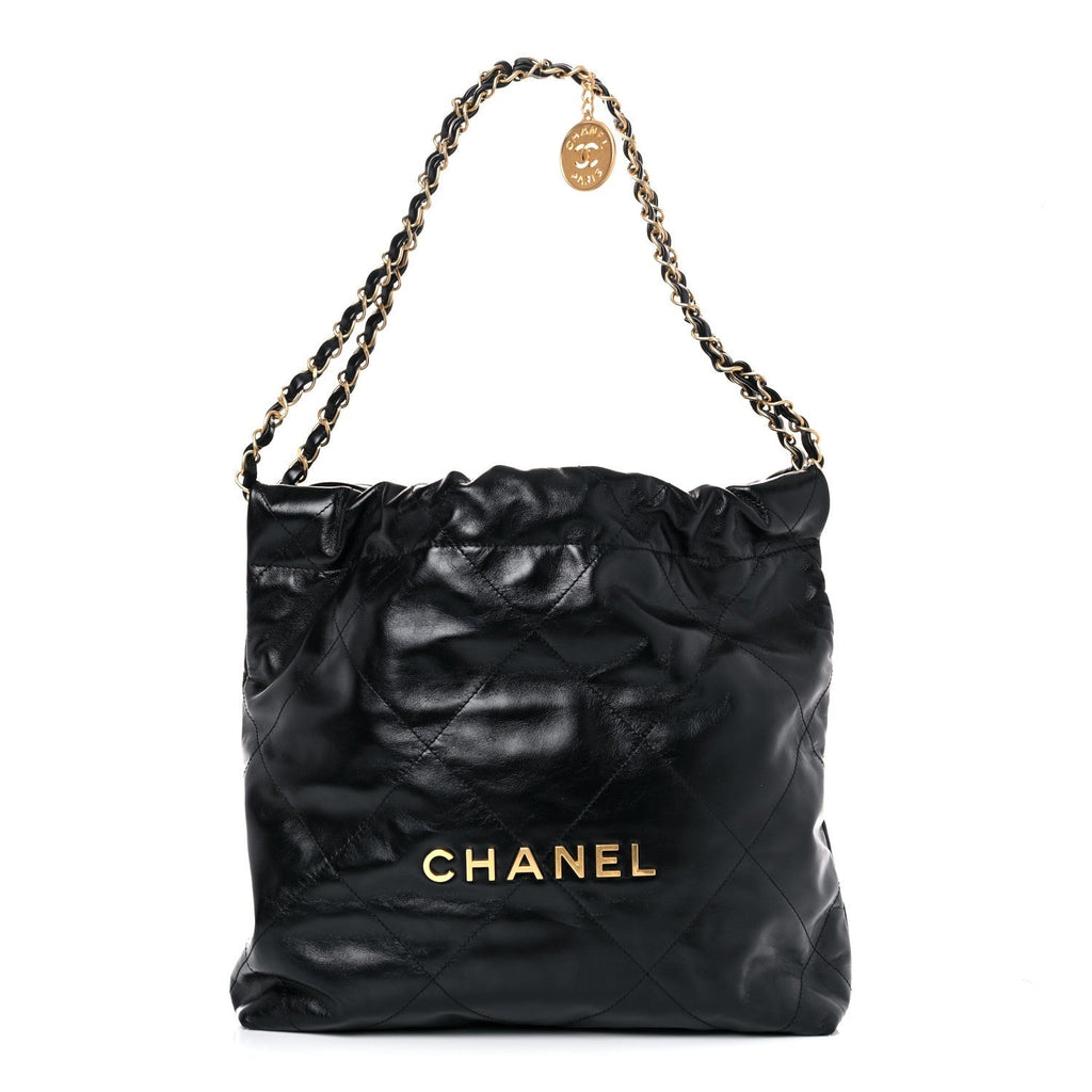 Shiny Calfskin Quilted Small Chanel 22 Black – Luxefectly