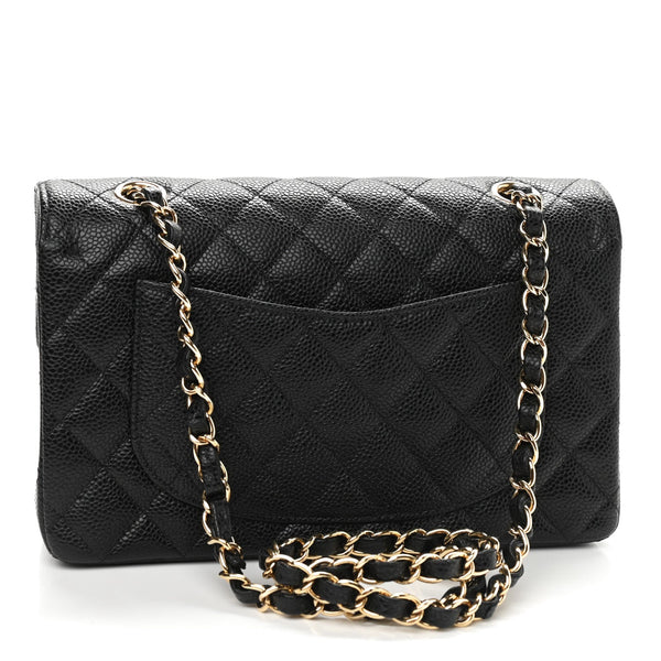 Caviar Quilted Small Double Flap Black