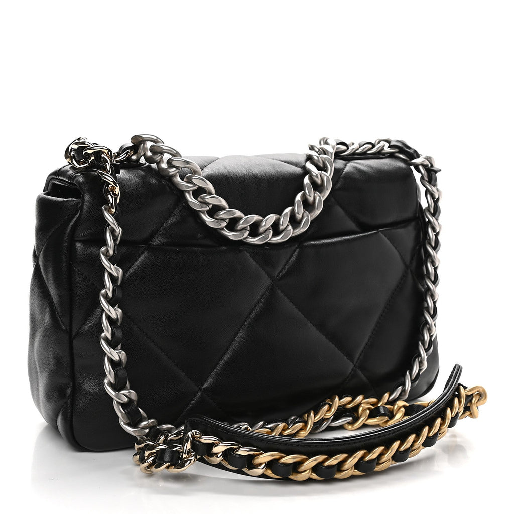 Chanel 19 Flap Bag Quilted Lambskin Medium Black 911631