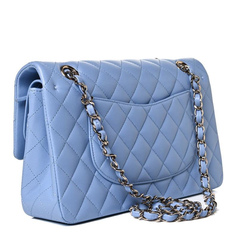 Chanel Medium Classic Double Flap Bag Blue Quilted Caviar Light Gold  Hardware