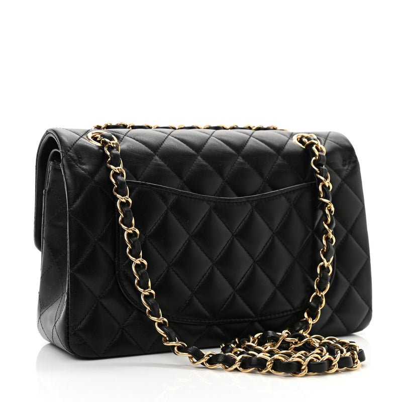 Lambskin Quilted Small Double Flap Black