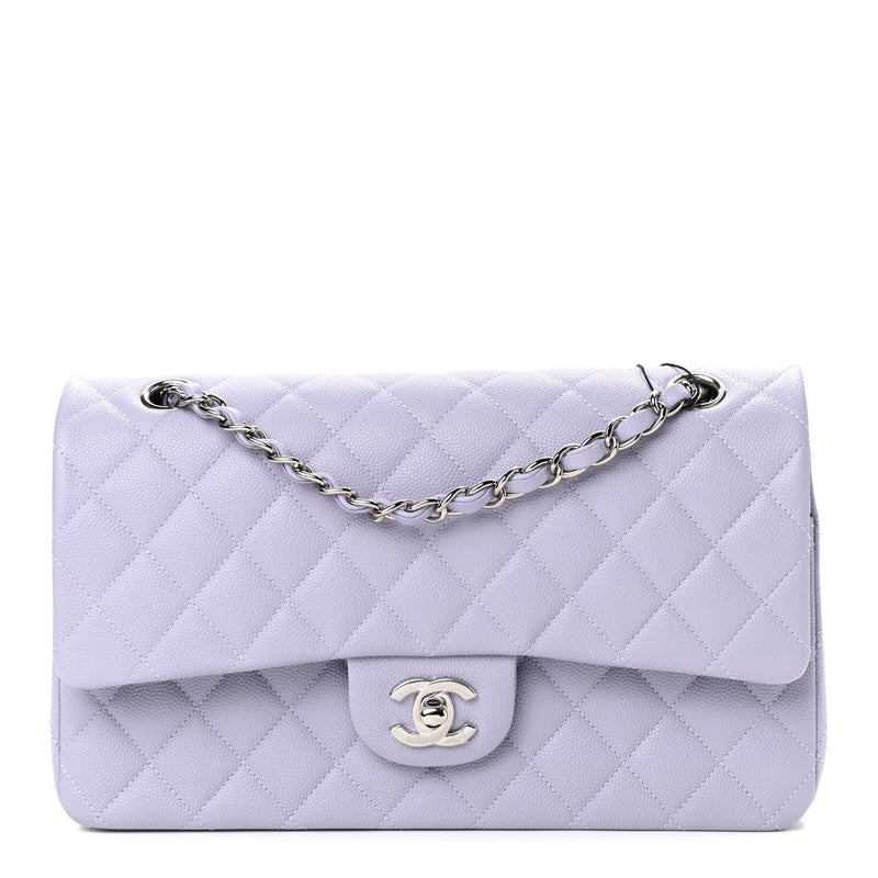 Caviar Quilted Medium Double Flap Light Purple – Luxefectly