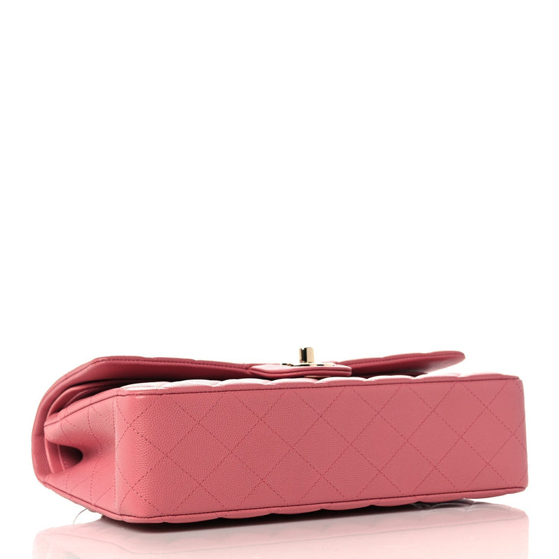 Caviar Quilted Medium Double Flap Pink