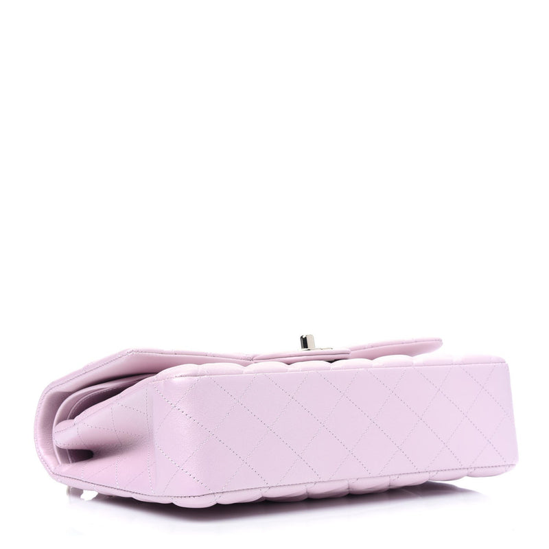 Lambskin Quilted Small Flap Iridescent Pink