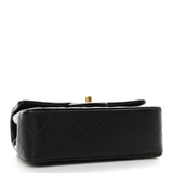 Lambskin Quilted Mini Top Handle Rectangular Flap Black