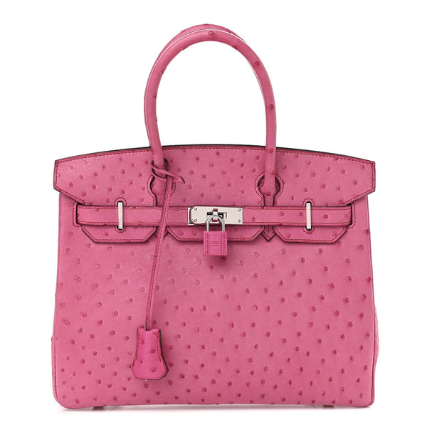 Ostrich Birkin 30 Fuchsia Pink