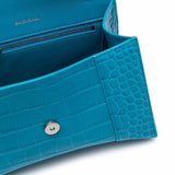 Small Hourglass Crocodile Top Handle Blue Bag